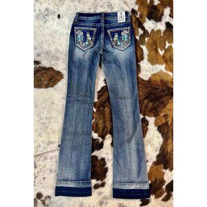 NEW Grace in LA Horseshoe Cowboy Hat Pocket Bootcut Jeans in Easy Fit